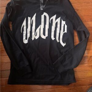 VLONE Black Long Sleeve Shirt with Silver Graphic